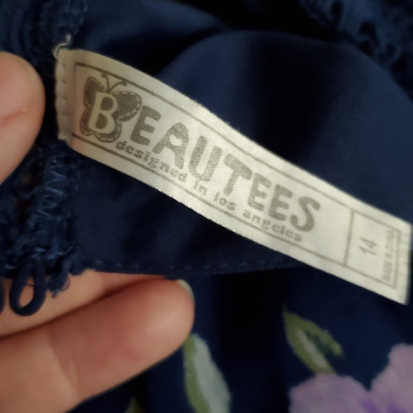🌟 3 for $15 Deal! 🌟Beautees blue purple flower dress with lace 14 - Picture 2 of 5